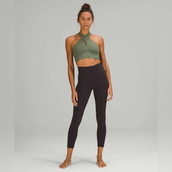 Lululemon Nulu Wrap-Front Longline Bra *Light Support, A/B Cup Green Twill sz 4 - Picture 4 of 8